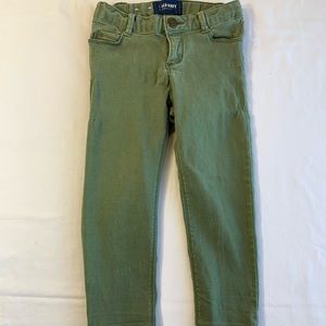 Girls size 4T Old Navy army green adjustable waist skinny pants w/ belt loops